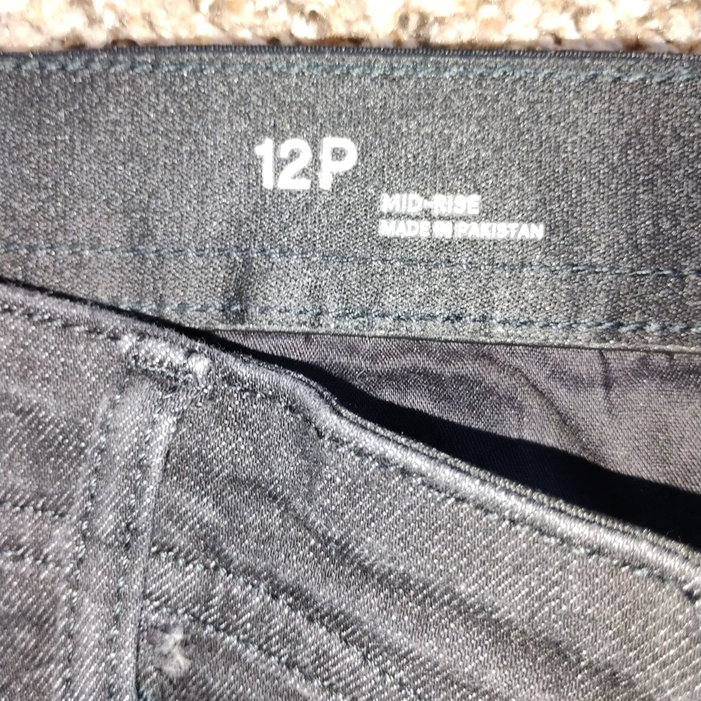 NEW Liz Claiborne Black Stretch Denim Pants 12P Mid-Rise Utility Style